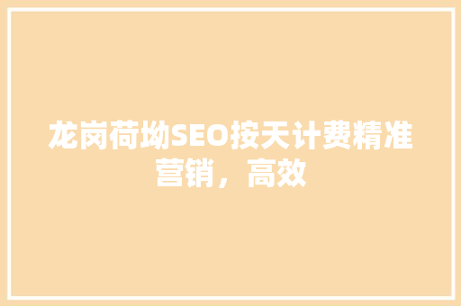 龙岗荷坳SEO按天计费精准营销，高效