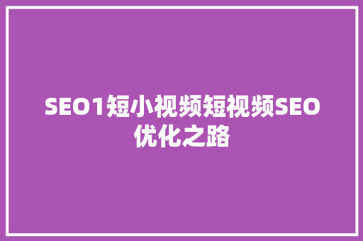 SEO1短小视频短视频SEO优化之路