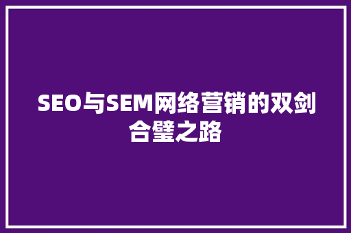 SEO与SEM网络营销的双剑合璧之路