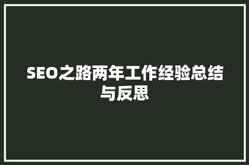 SEO之路两年工作经验总结与反思
