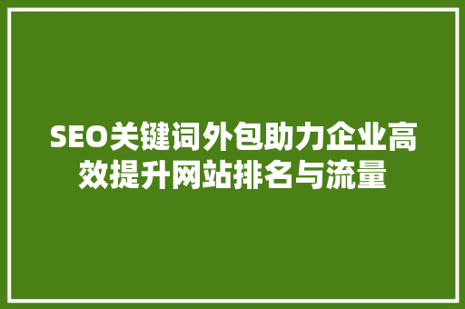 SEO关键词外包助力企业高效提升网站排名与流量
