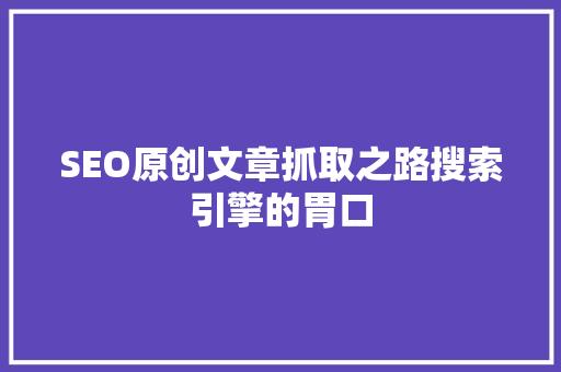 SEO原创文章抓取之路搜索引擎的胃口