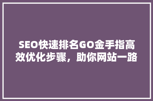SEO快速排名GO金手指高效优化步骤，助你网站一路高歌猛进