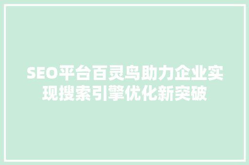 SEO平台百灵鸟助力企业实现搜索引擎优化新突破