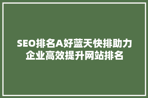 SEO排名A好蓝天快排助力企业高效提升网站排名