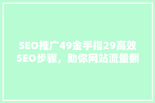 SEO推广49金手指29高效SEO步骤，助你网站流量翻倍