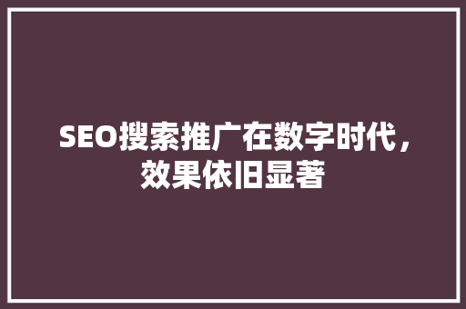 SEO搜索推广在数字时代，效果依旧显著