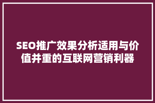 SEO推广效果分析适用与价值并重的互联网营销利器