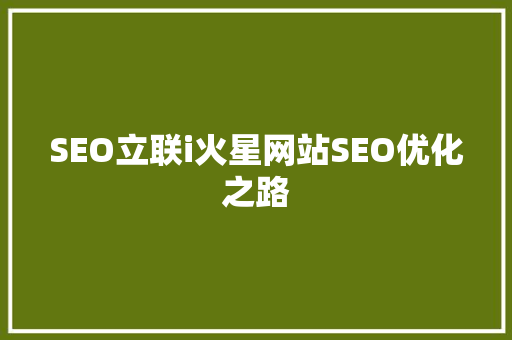 SEO立联i火星网站SEO优化之路