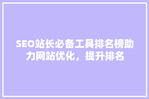 SEO站长必备工具排名榜助力网站优化，提升排名