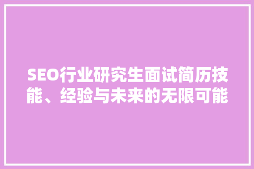 SEO行业研究生面试简历技能、经验与未来的无限可能