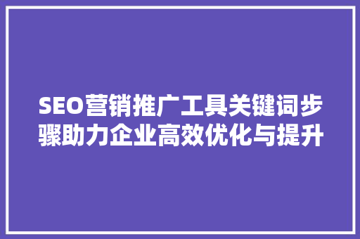 SEO营销推广工具关键词步骤助力企业高效优化与提升排名
