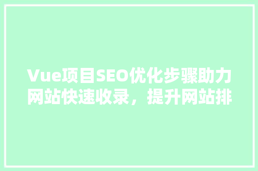 Vue项目SEO优化步骤助力网站快速收录，提升网站排名
