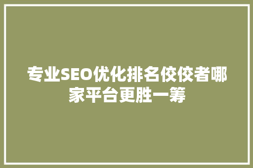 专业SEO优化排名佼佼者哪家平台更胜一筹