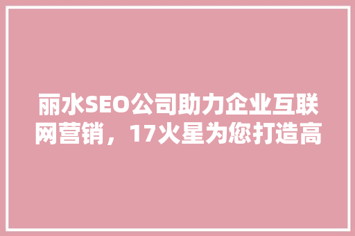 丽水SEO公司助力企业互联网营销，17火星为您打造高效网络品牌