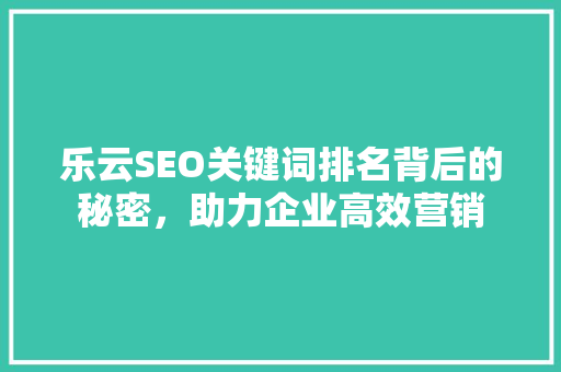 乐云SEO关键词排名背后的秘密，助力企业高效营销