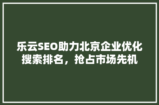 乐云SEO助力北京企业优化搜索排名，抢占市场先机