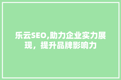 乐云SEO,助力企业实力展现，提升品牌影响力