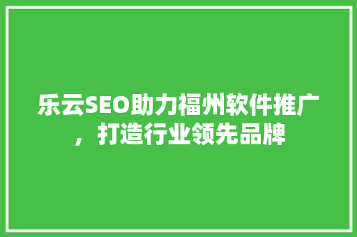 乐云SEO助力福州软件推广，打造行业领先品牌