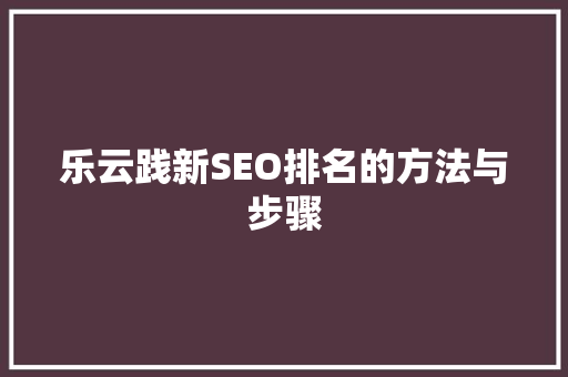 乐云践新SEO排名的方法与步骤