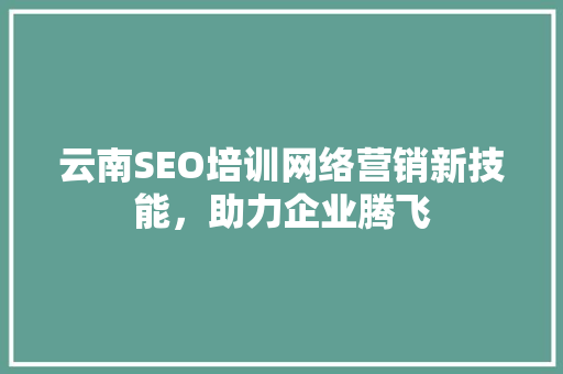 云南SEO培训网络营销新技能，助力企业腾飞