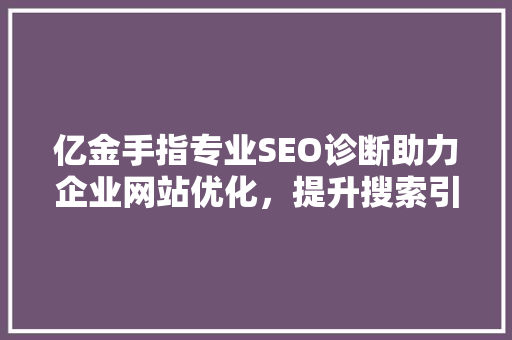 亿金手指专业SEO诊断助力企业网站优化，提升搜索引擎排名