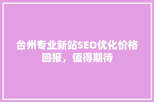 台州专业新站SEO优化价格回报，值得期待