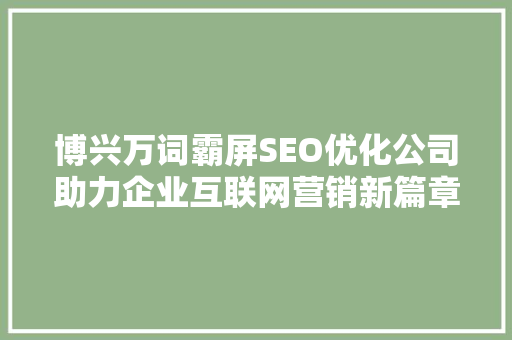 博兴万词霸屏SEO优化公司助力企业互联网营销新篇章