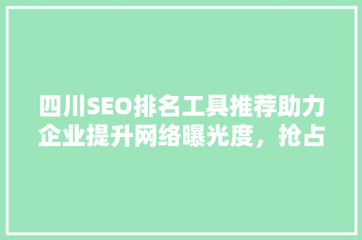 四川SEO排名工具推荐助力企业提升网络曝光度，抢占市场先机