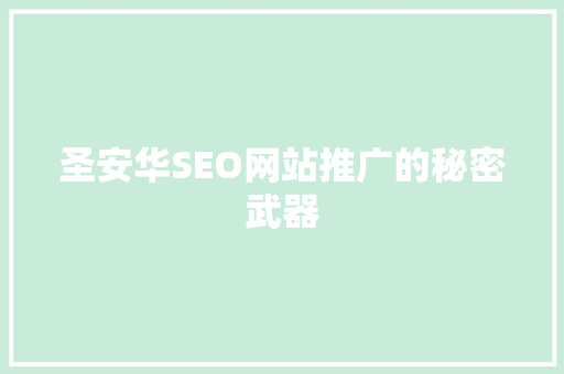 圣安华SEO网站推广的秘密武器
