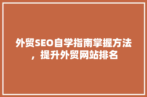外贸SEO自学指南掌握方法，提升外贸网站排名
