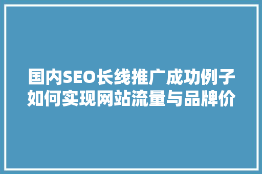 国内SEO长线推广成功例子如何实现网站流量与品牌价值的双赢