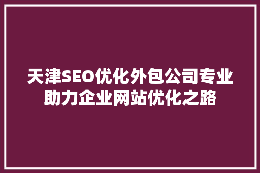 天津SEO优化外包公司专业助力企业网站优化之路
