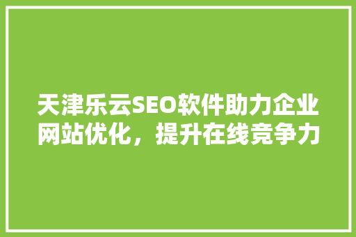 天津乐云SEO软件助力企业网站优化，提升在线竞争力