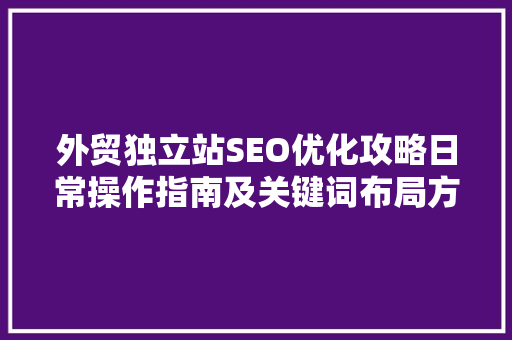 外贸独立站SEO优化攻略日常操作指南及关键词布局方法