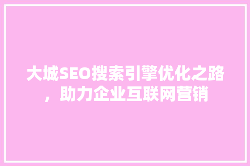 大城SEO搜索引擎优化之路，助力企业互联网营销