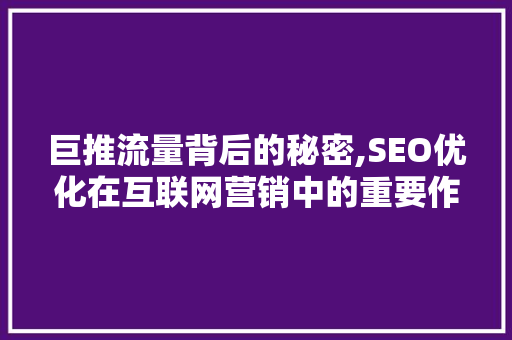 巨推流量背后的秘密,SEO优化在互联网营销中的重要作用