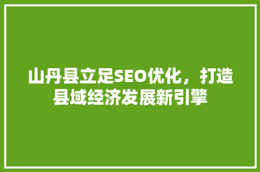山丹县立足SEO优化，打造县域经济发展新引擎