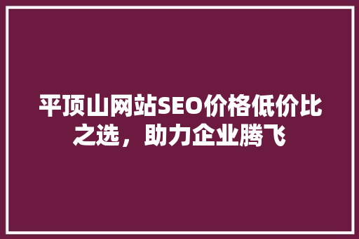 平顶山网站SEO价格低价比之选，助力企业腾飞