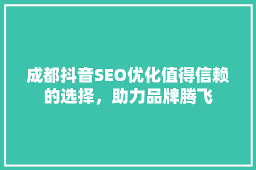 成都抖音SEO优化值得信赖的选择，助力品牌腾飞