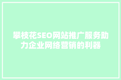 攀枝花SEO网站推广服务助力企业网络营销的利器