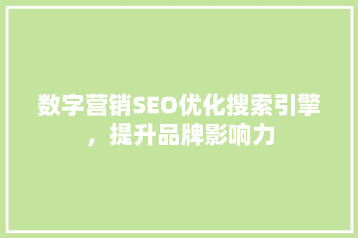 数字营销SEO优化搜索引擎，提升品牌影响力