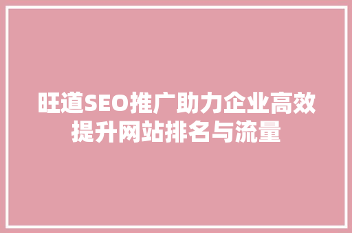 旺道SEO推广助力企业高效提升网站排名与流量