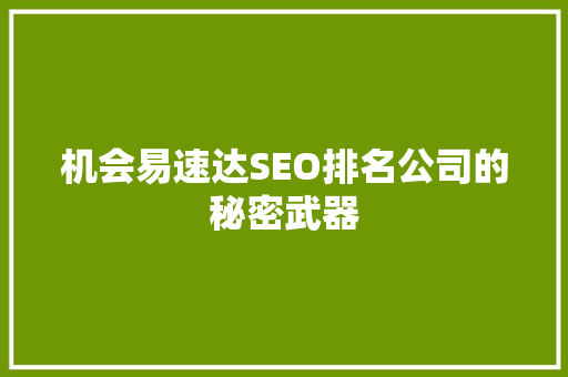 机会易速达SEO排名公司的秘密武器