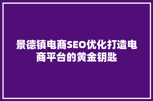 景德镇电商SEO优化打造电商平台的黄金钥匙