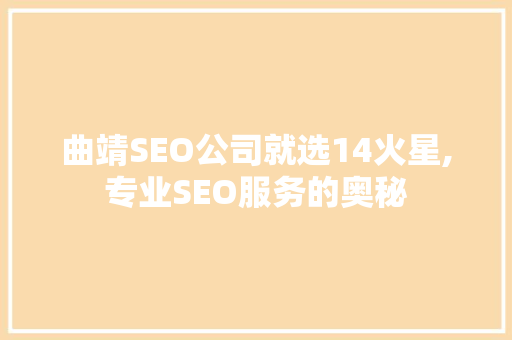 曲靖SEO公司就选14火星,专业SEO服务的奥秘