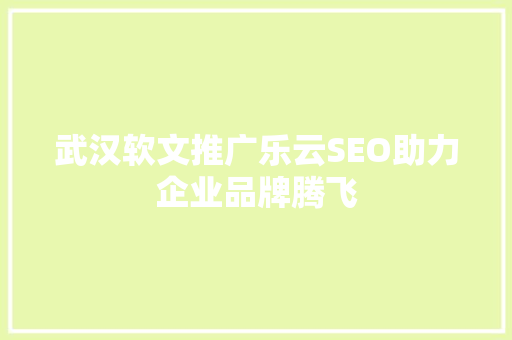 武汉软文推广乐云SEO助力企业品牌腾飞