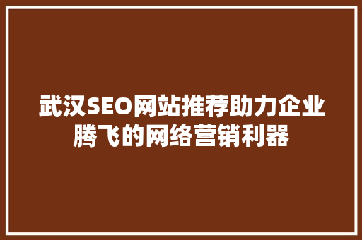 武汉SEO网站推荐助力企业腾飞的网络营销利器