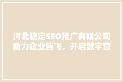 河北稳定SEO推广有限公司助力企业腾飞，开启数字营销新时代