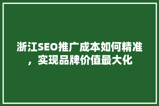 浙江SEO推广成本如何精准，实现品牌价值最大化